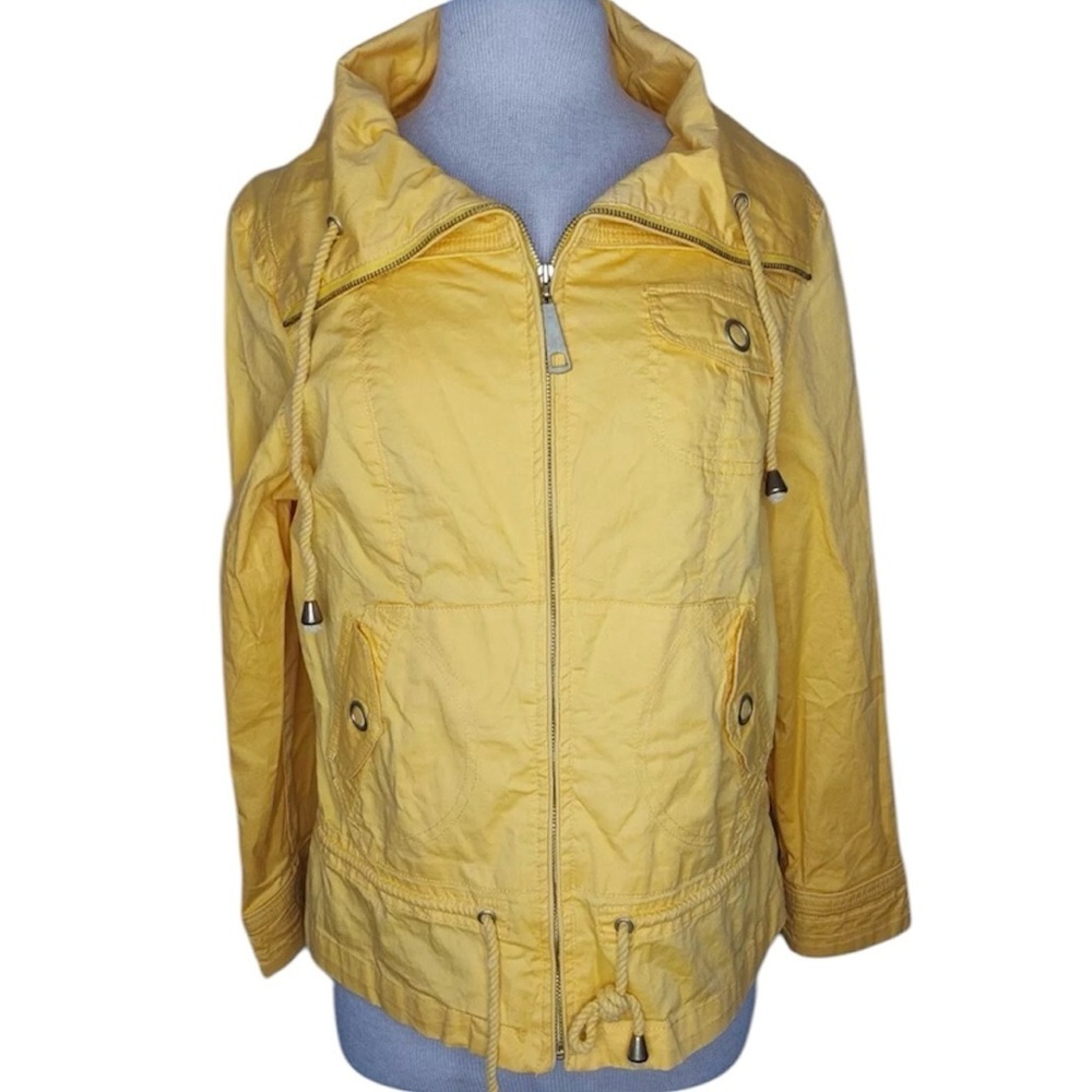 Live a Little Sunflower Yellow Utility Jacket Sz L